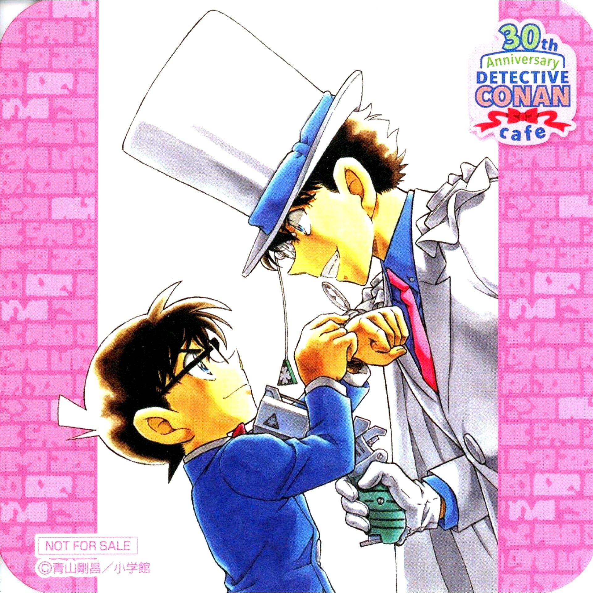 Conan Edogawa and Kaito Kid Facing Each Other Original Coaster Detective Conan 30th Anniversary Cafe Collaboration Drink Order Bonus [USED]