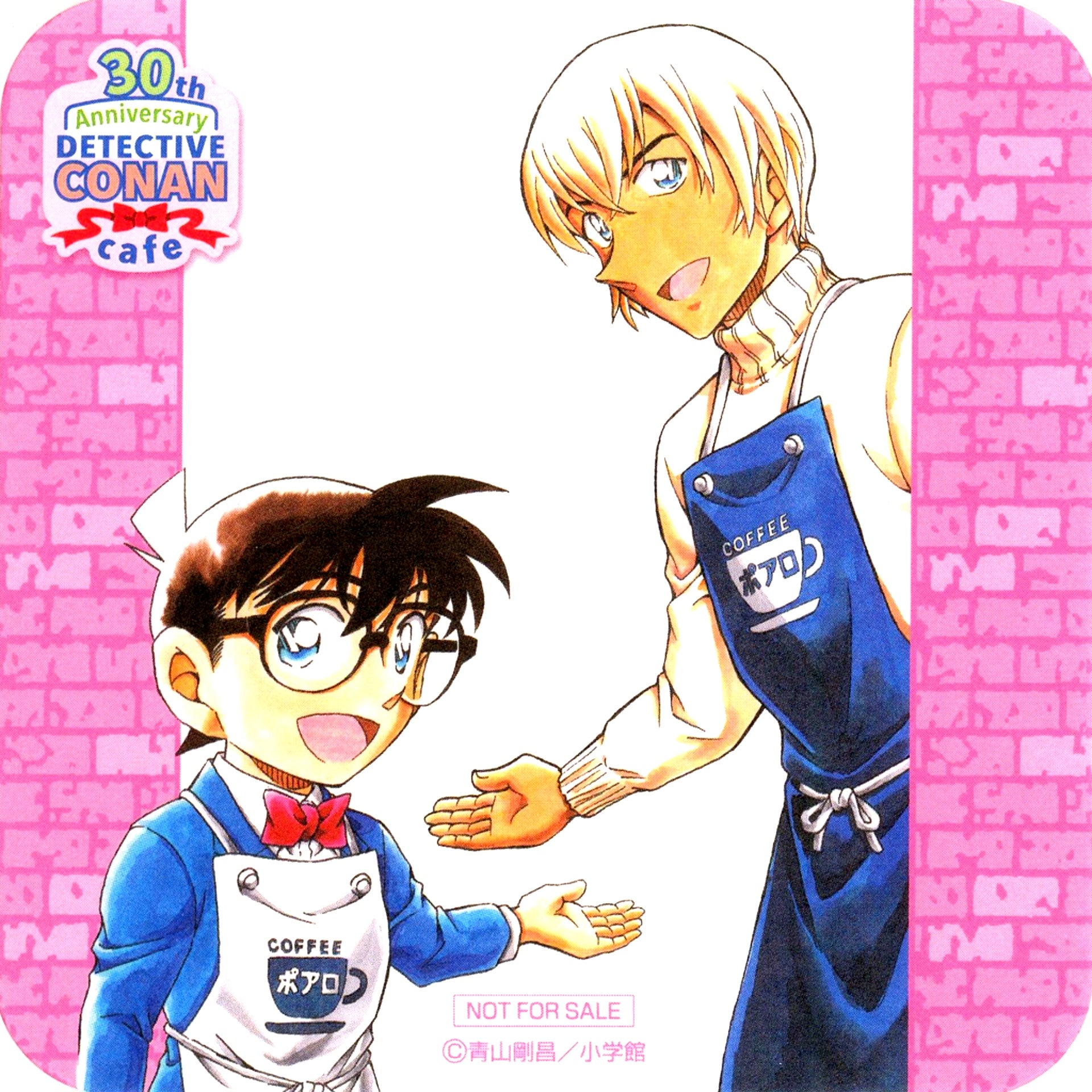 Conan Edogawa and Toru Amuro Original Coaster Detective Conan 30th Anniversary Cafe Collaboration Drink Order Bonus [USED]