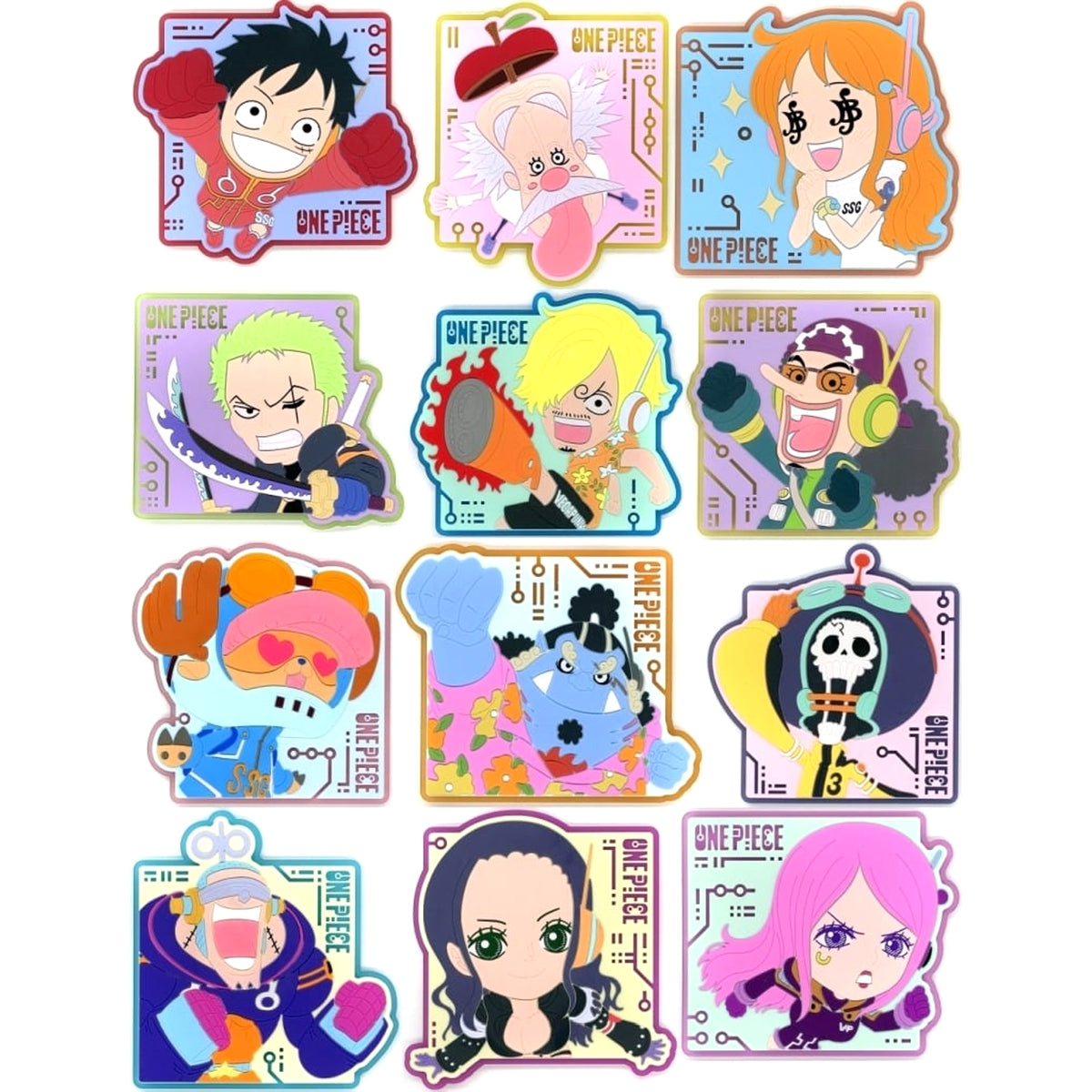 One Piece Monkey D. Luffy & Others All 12 Types Set Ichiban Kuji Future Island Egghead Rubber Coaster Prize J [USED]