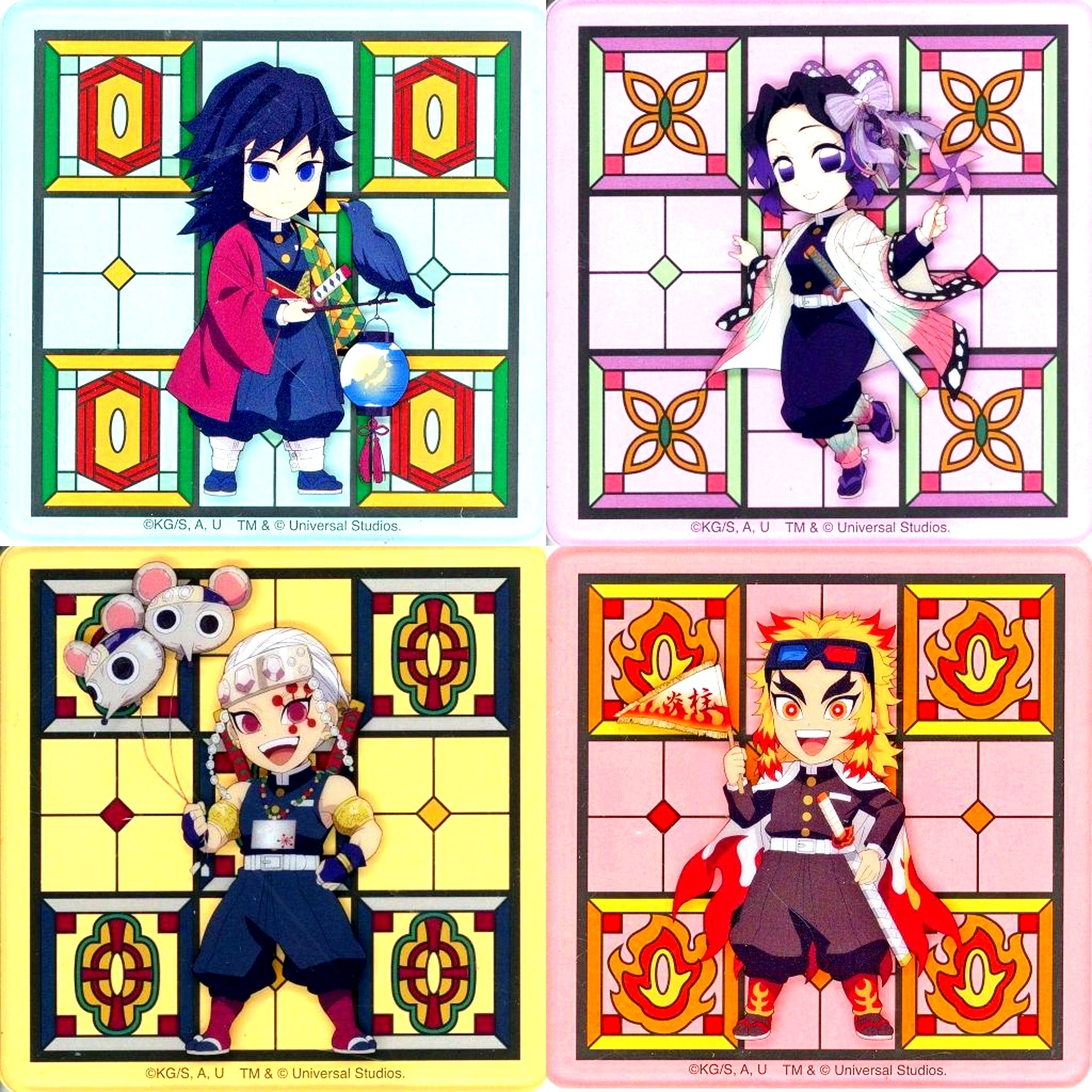 All Characters Set of 4 Coaster Set Demon Slayer Universal Studios Japan Ltd [USED]
