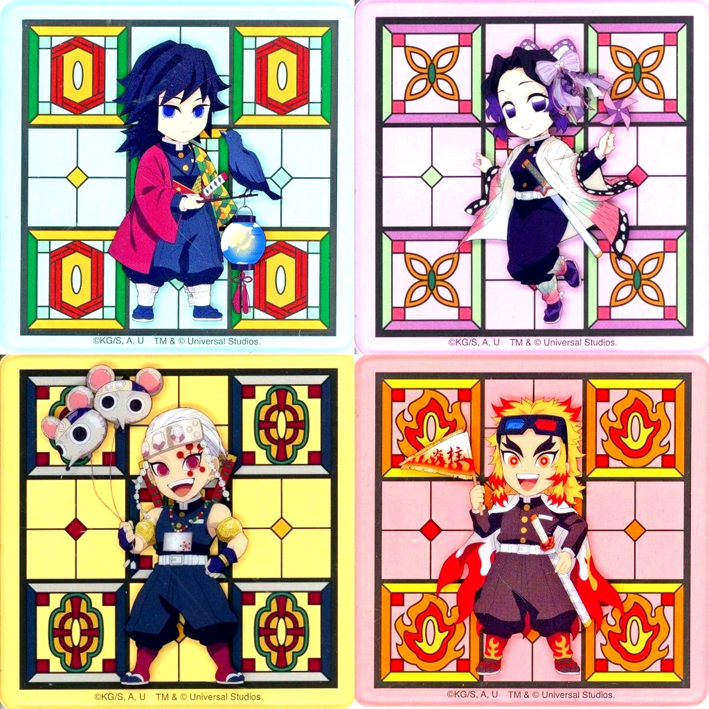 All Characters Set of 4 Coaster Set Demon Slayer Universal Studios Japan Ltd [USED]