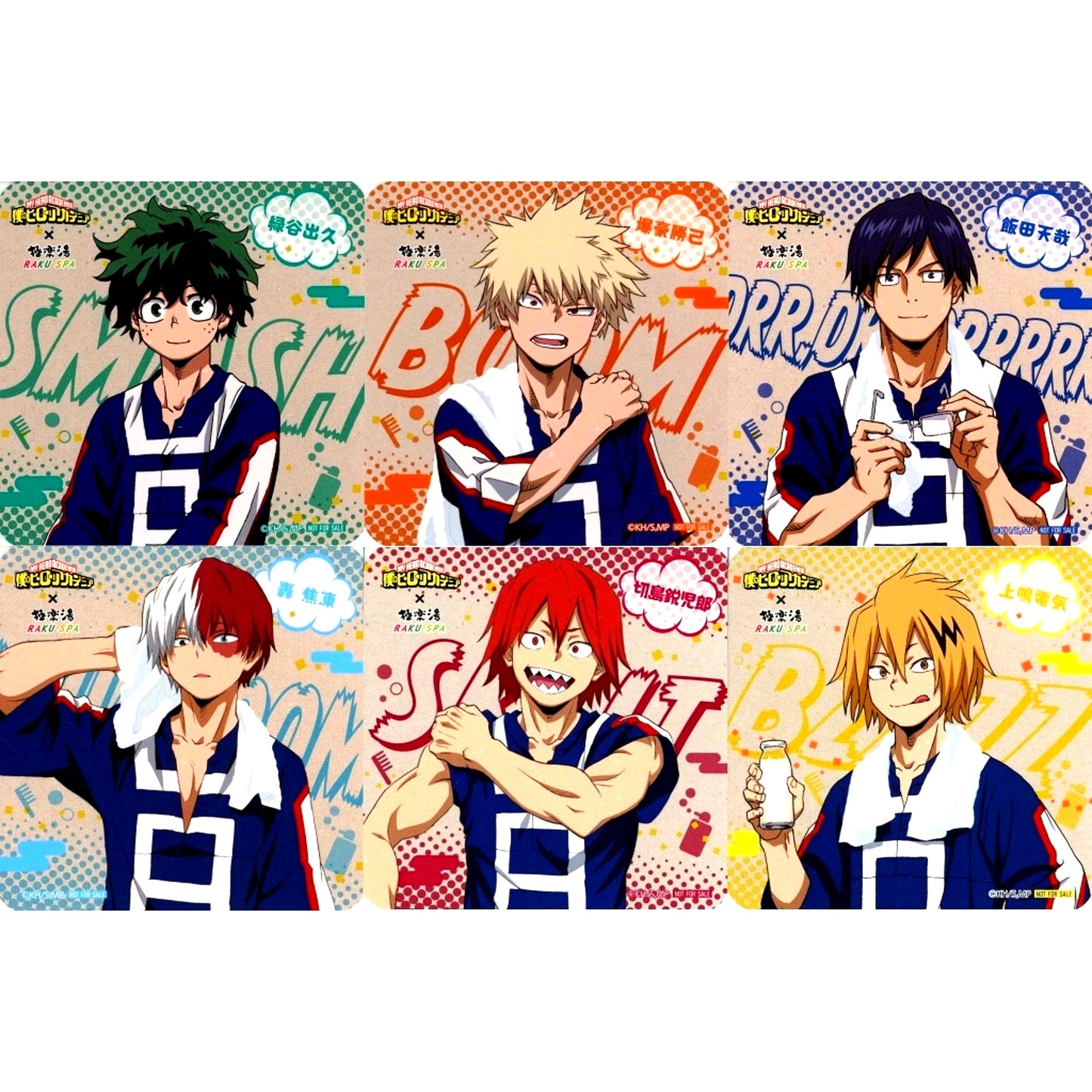 Set of 6 Normal My Hero Academia x Gokurakuyu RAKU SPA Further Beyond Gokuraku PLUS ULSPA Collabo Menu Order Bonus Original Coaster [USED]
