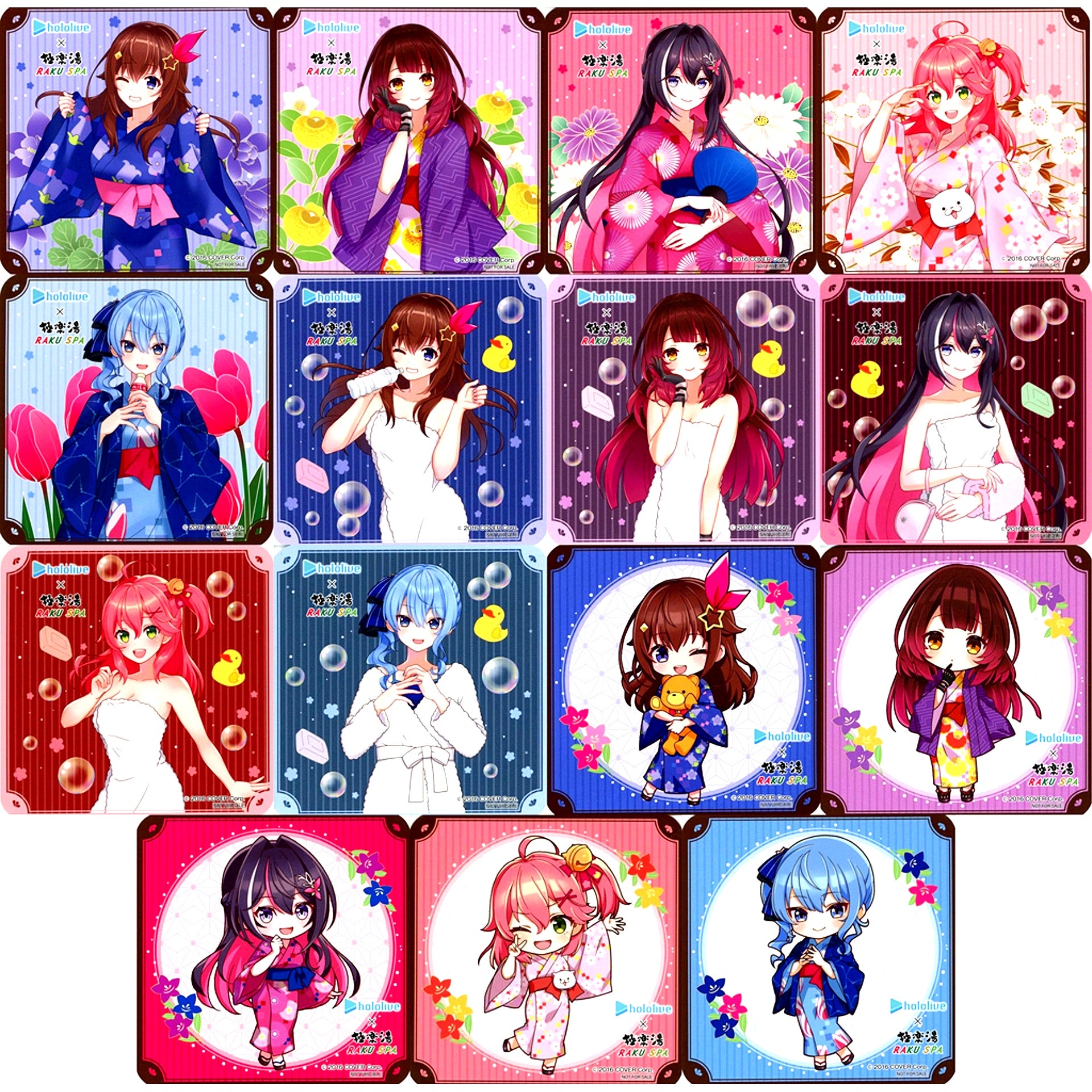 Set of 15 Virtual YouTuber hololive x Gokurakuyu RAKU SPA Collab Vol.5 Furo Life Collab Menu Order Bonus Original Coaster [USED]