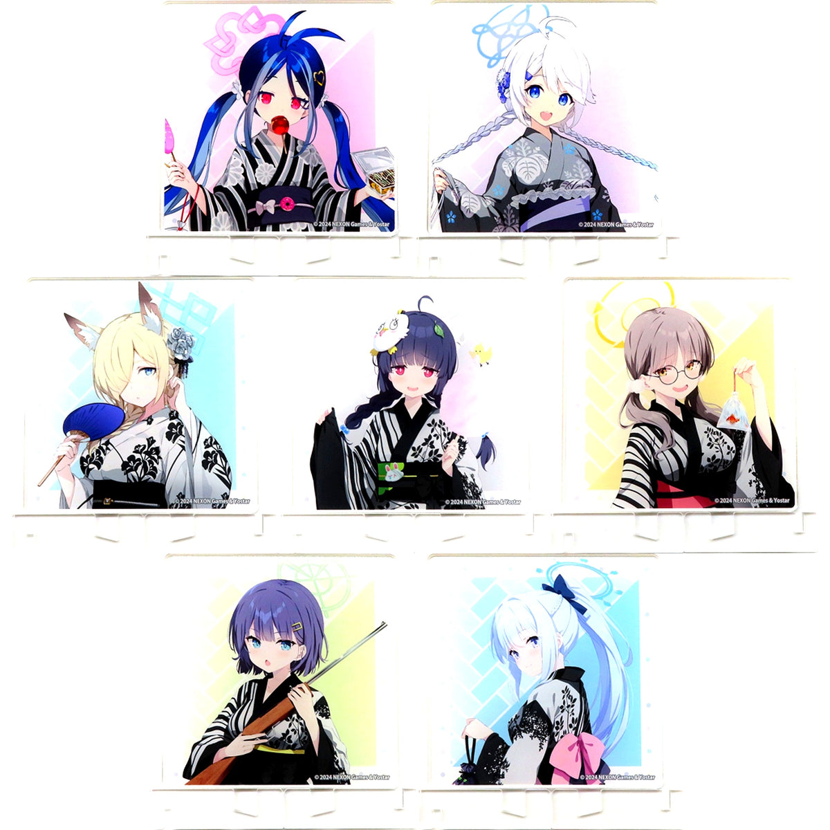 Set of 7 Trading Acrylic Coaster Stand Blue Archive x AnimaxCafe+ [USED]