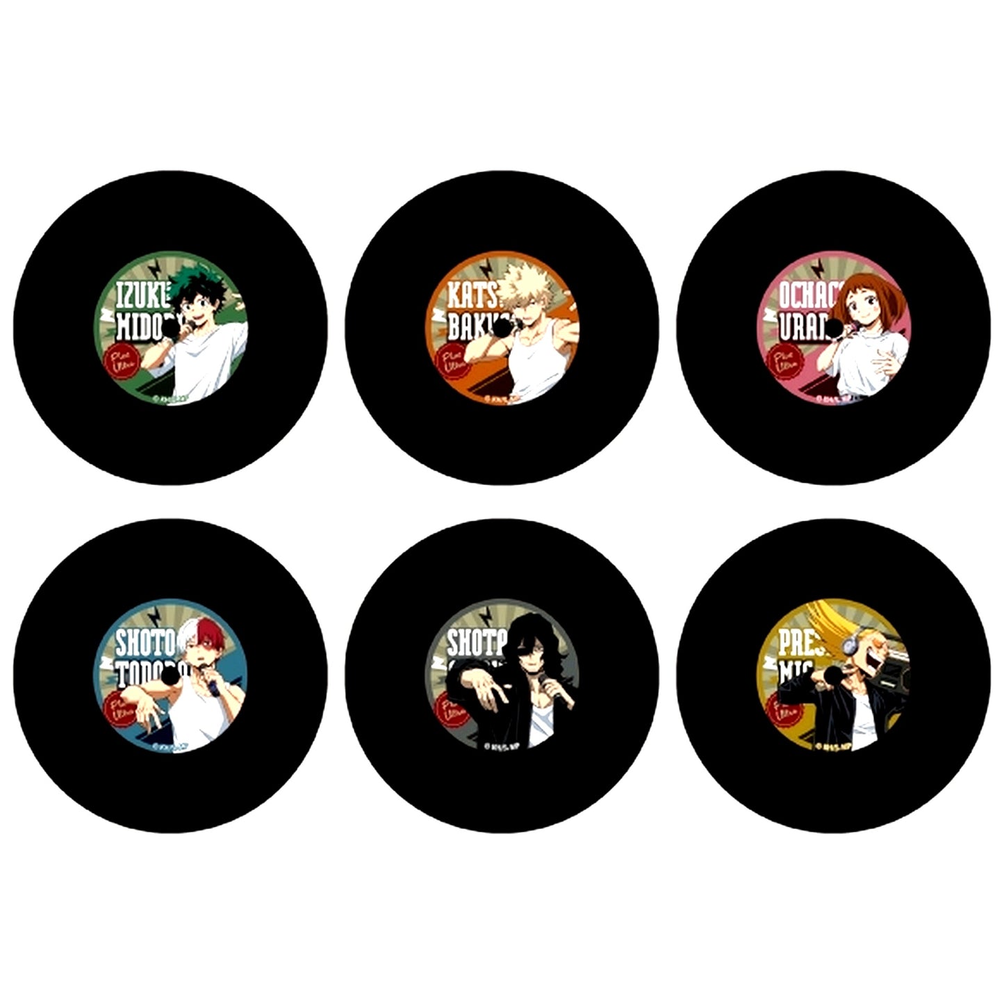 Set of 6 My Hero Academia Record Style Coaster Collection U.A. Beatboxer [USED]