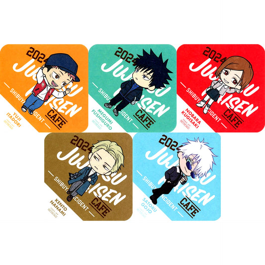 Set of 5 Original Paper Coaster Jujutsu Kaisen Cafe 2024 Shibuya Incident Drink Menu Order Bonus [USED]
