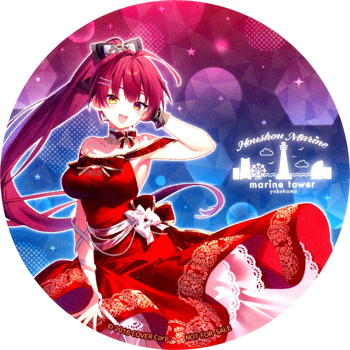 Houshou Marine Standard Ver. Skirt Dress Virtual YouTuber hololive Houshou Marine x Yokohama Marine Tower Collaboration Collab Drink Purchase Bonus Coaster [USED]