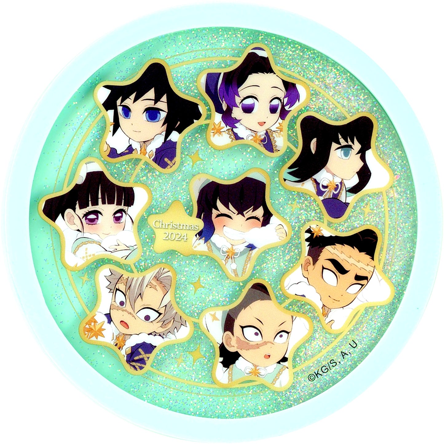 Group Acrylic Glitter Coaster B Demon Slayer x ufotable Cafe Machi Asobi CAFE x ufotable DINING Christmas Event 2024 [USED]