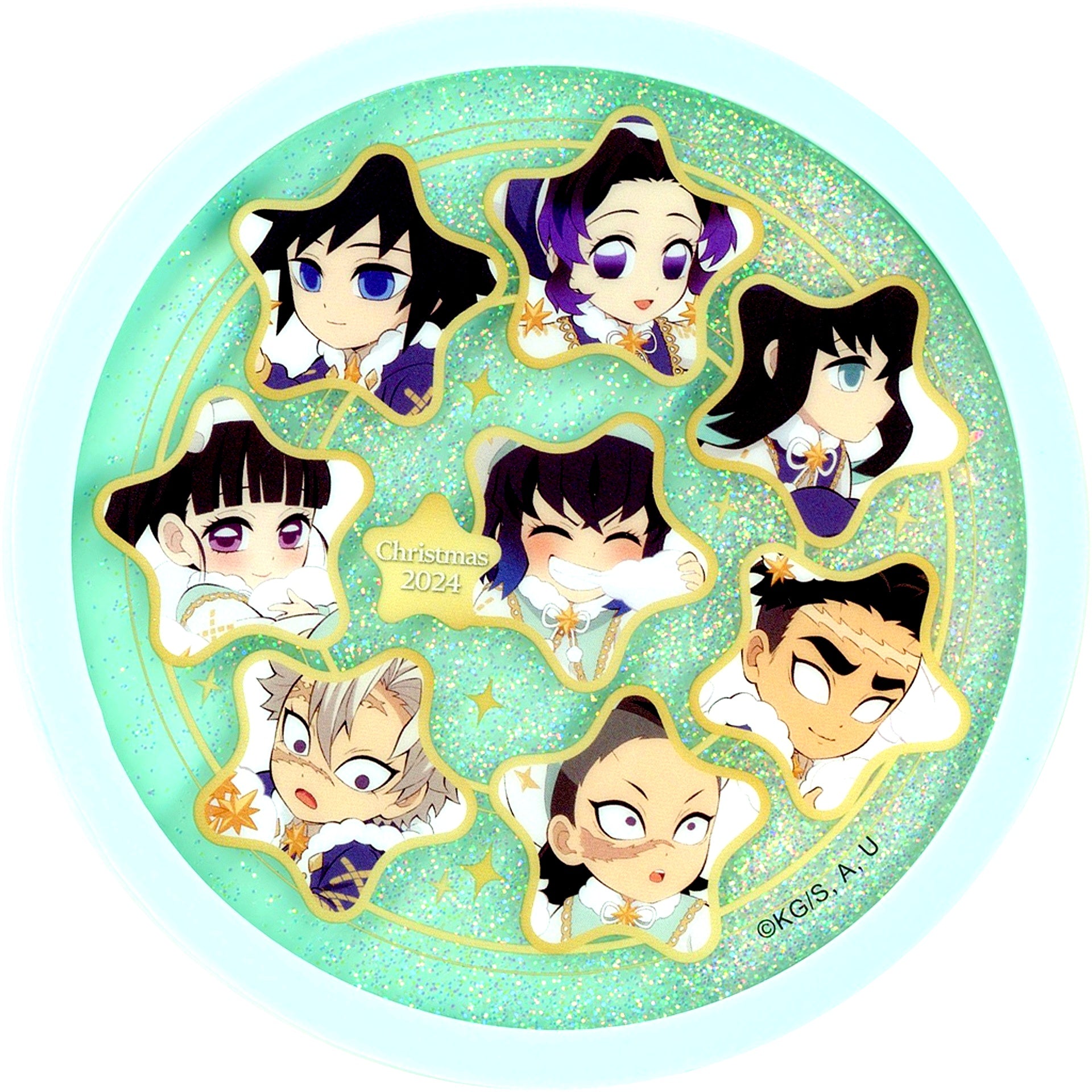 Group Acrylic Glitter Coaster B Demon Slayer x ufotable Cafe Machi Asobi CAFE x ufotable DINING Christmas Event 2024 [USED]