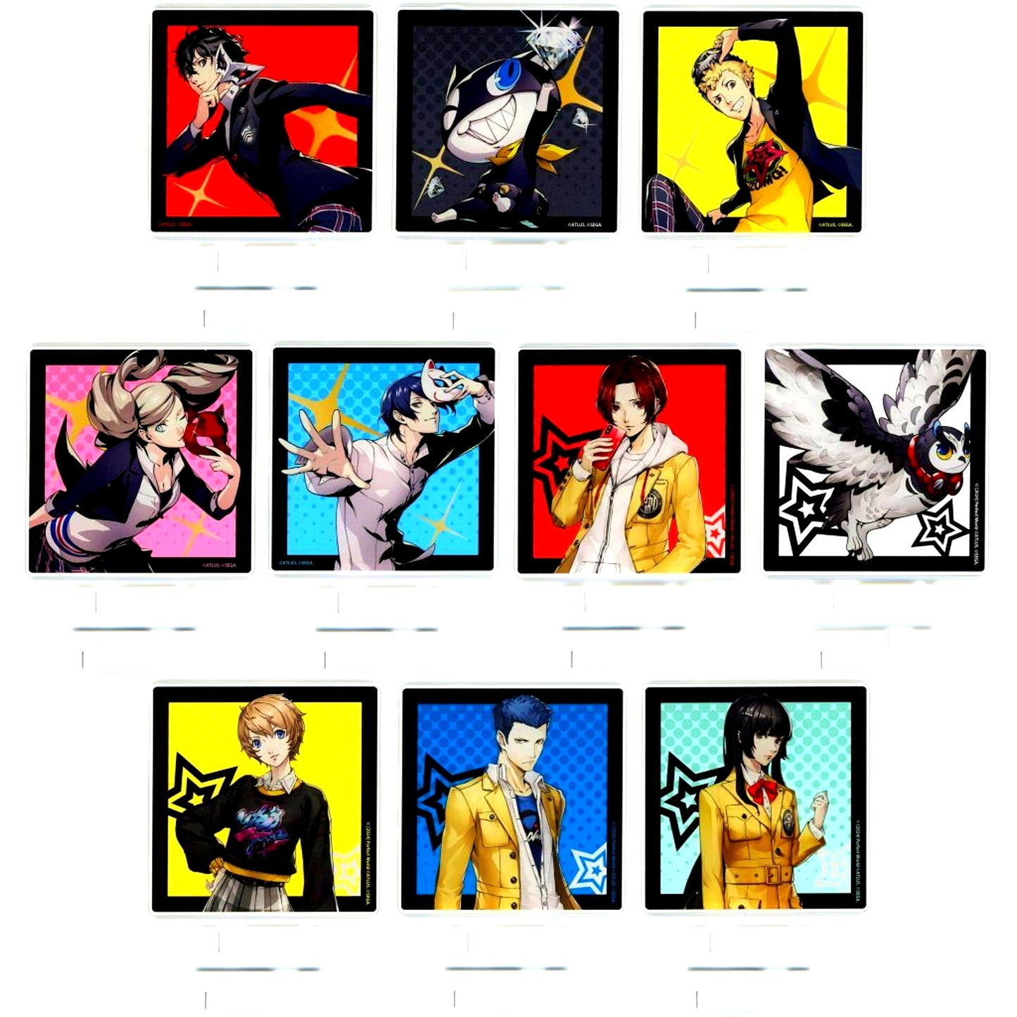 Set of 10 Persona 5 Royal Persona 5 The Phantom X Animax Cafe+ Trading Acrylic Coaster Stand [USED]