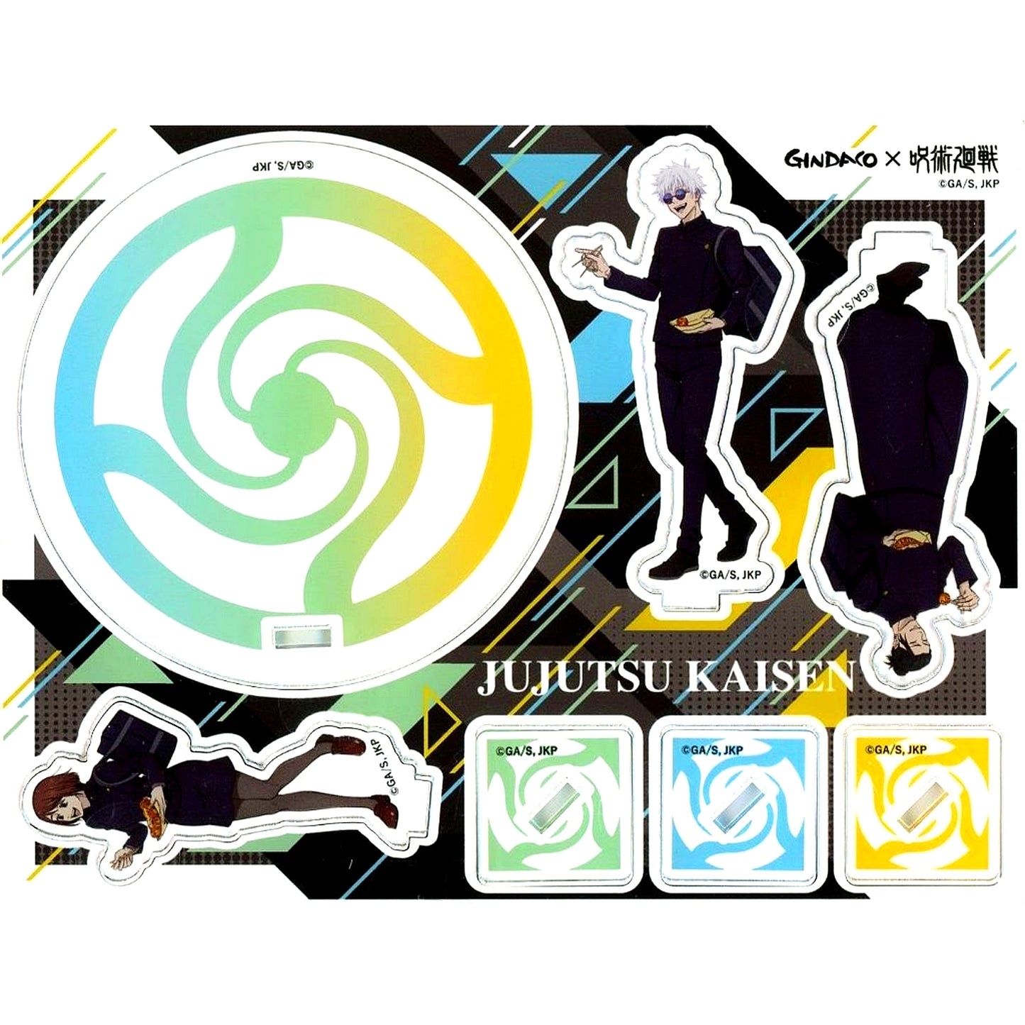 Satoru Gojo & Suguru Geto & Shoko Ieiri Original Acrylic Stand Coaster Tsukiji Gindaco x Jujutsu Kaisen Hidden Inventory Premature Death [USED]