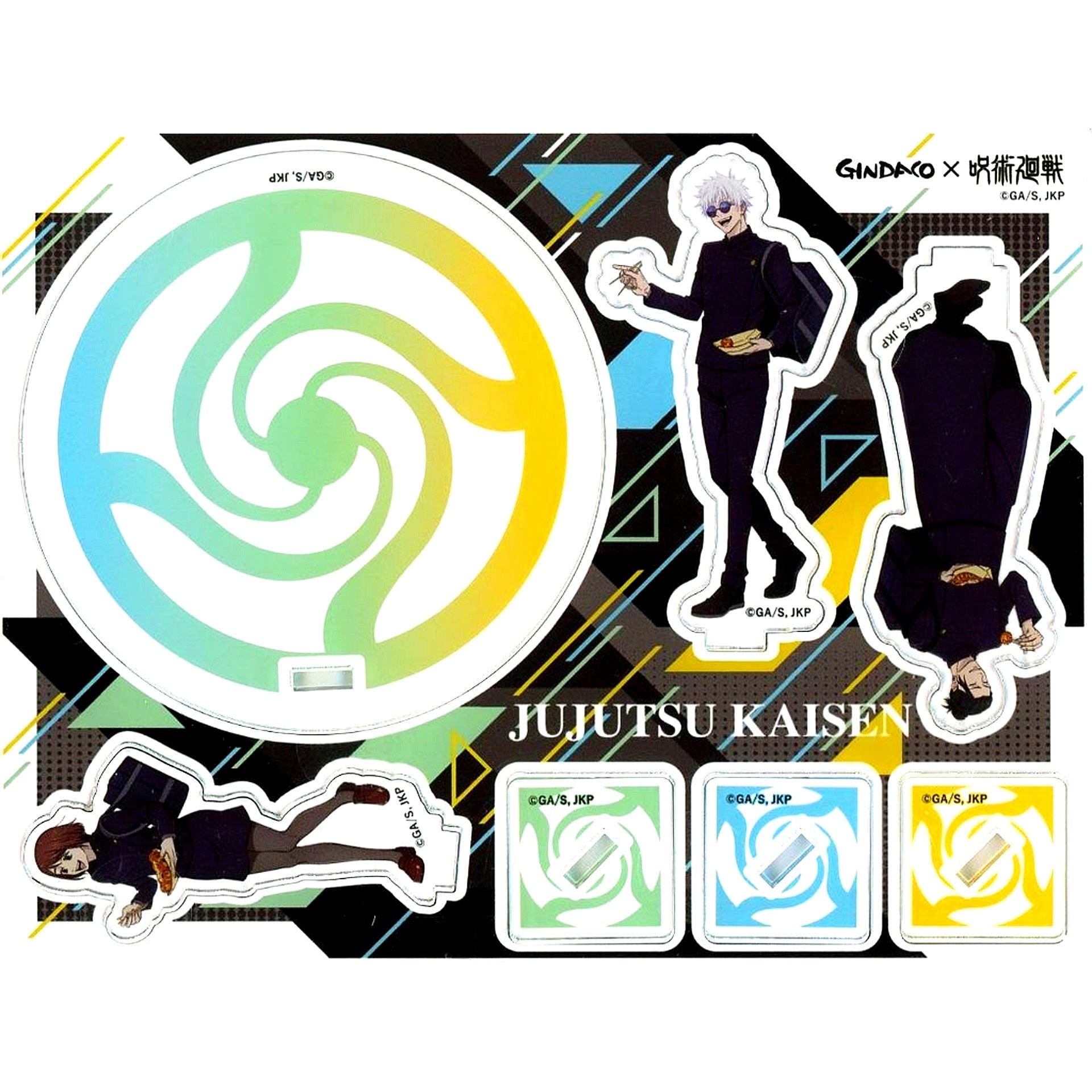 Satoru Gojo & Suguru Geto & Shoko Ieiri Original Acrylic Stand Coaster Tsukiji Gindaco x Jujutsu Kaisen Hidden Inventory Premature Death [USED]