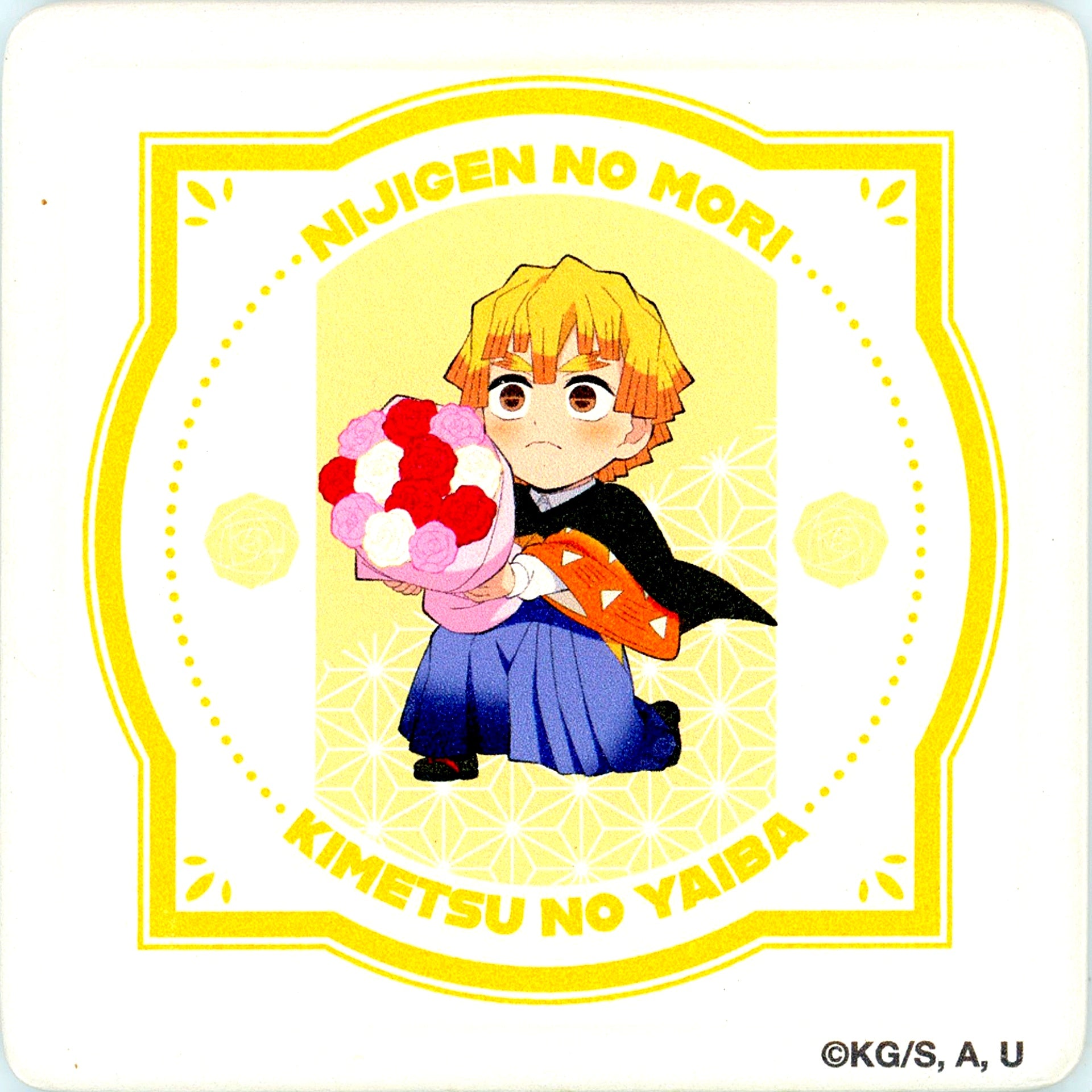 Zenitsu Agatsuma Collectible Water Absorbent Coaster Demon Slayer x Nijigen no Mori Anime Collab Event Vol. 3 [USED]