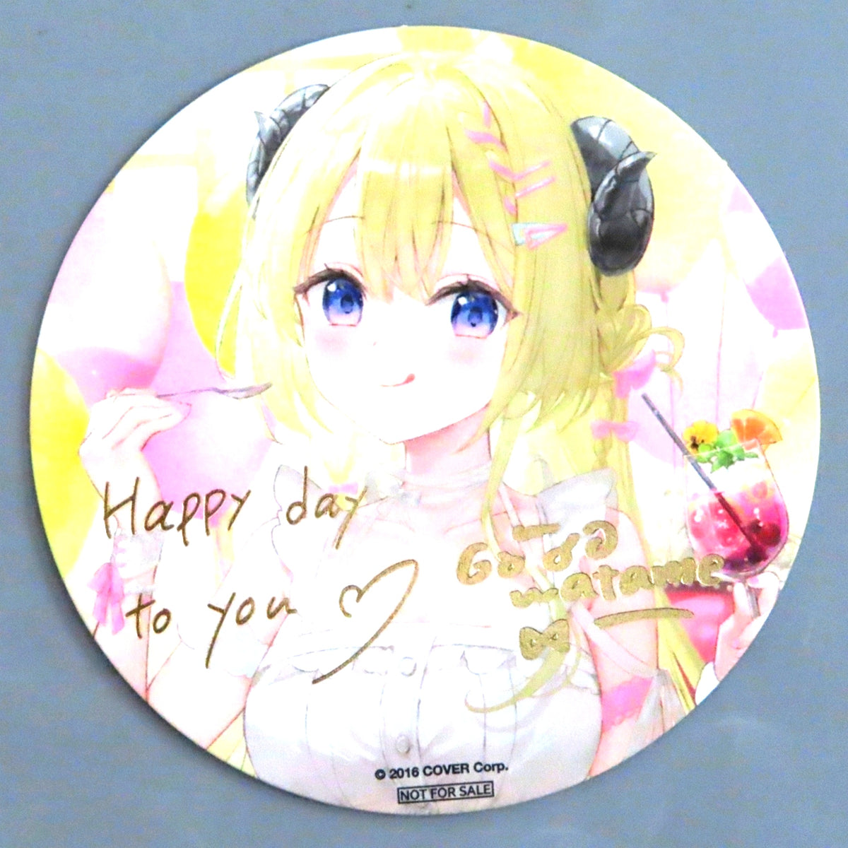 Tsunomaki Watame Foil Stamped Replica Autograph & Message Fumi Illustration Coaster Virtual YouTuber hololive Tsunomaki Watame 5th Anniversary Purchase Bonus [USED]