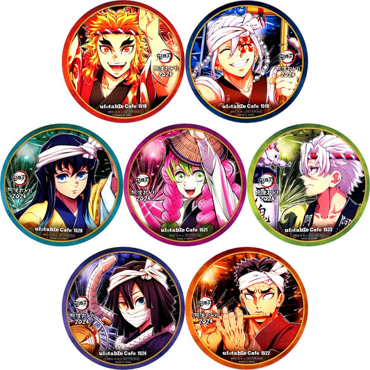 Set of 7 Group B Demon Slayer Coaster Tokushima Awa Odori 2025 ufotable CINEMA CAFE Tokushima Machi Asobi CAFE Bizan Drink Order Bonus [USED]