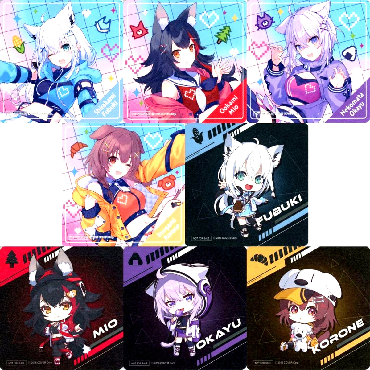 Set of 8 Virtual YouTuber Hololive Original Coaster hololive GAMERS fes. Chou Chou Chou Chou Gamers Target Menu Order Bonus [USED]