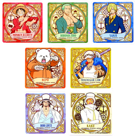 Set of 7 ONE PIECE Premier Summer 2025 Universal Studios Japan Limited Sanji's Pirates Restaurant Special Coaster Drink Order Bonus [USED]