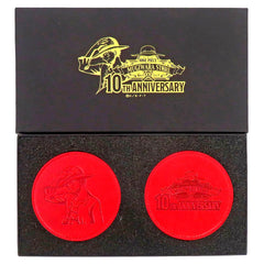 Set of 2 Monkey D. Luffy / 10th Anniversary Logo ONE PIECE Mugiwara Store 10th Anniversary Coaster Set [USED]