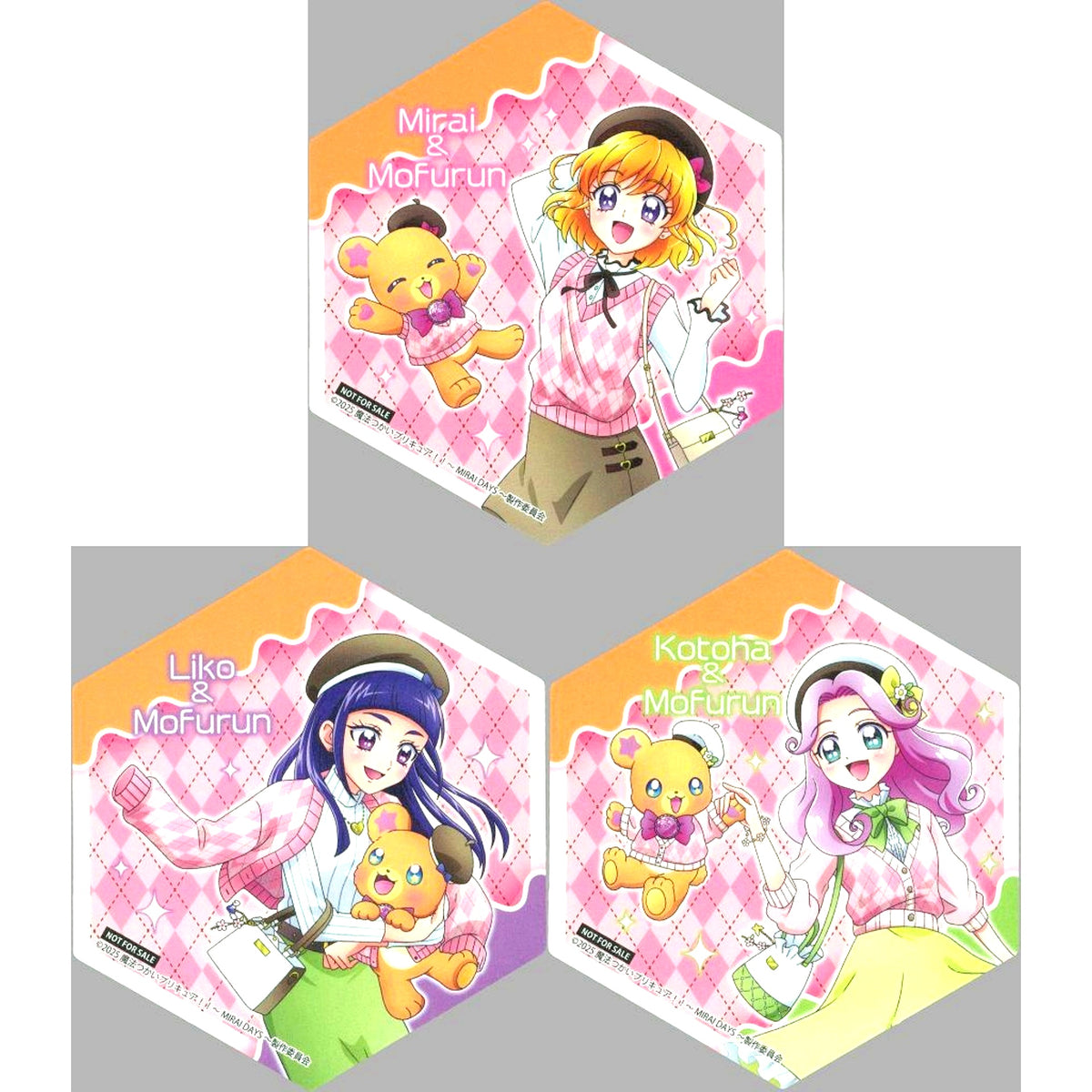 Set of 3 Coaster Maho Girls PreCure!! MIRAI DAYS Goods Fair in animate Target Product Purchase Bonus [USED]