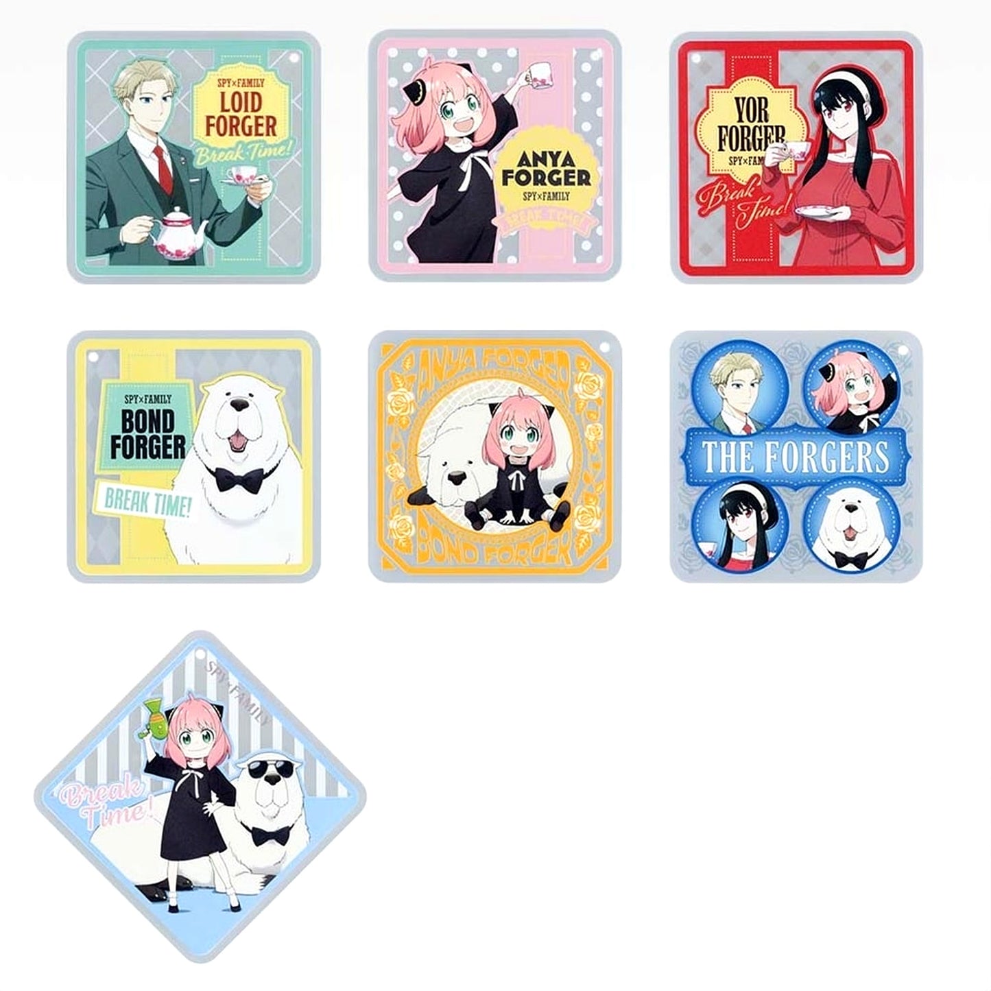 SPY x FAMILY Loid Forger & Others All 7 Types Set Ichiban Kuji Thanks for Being You Rubber Coaster Prize G [USED]