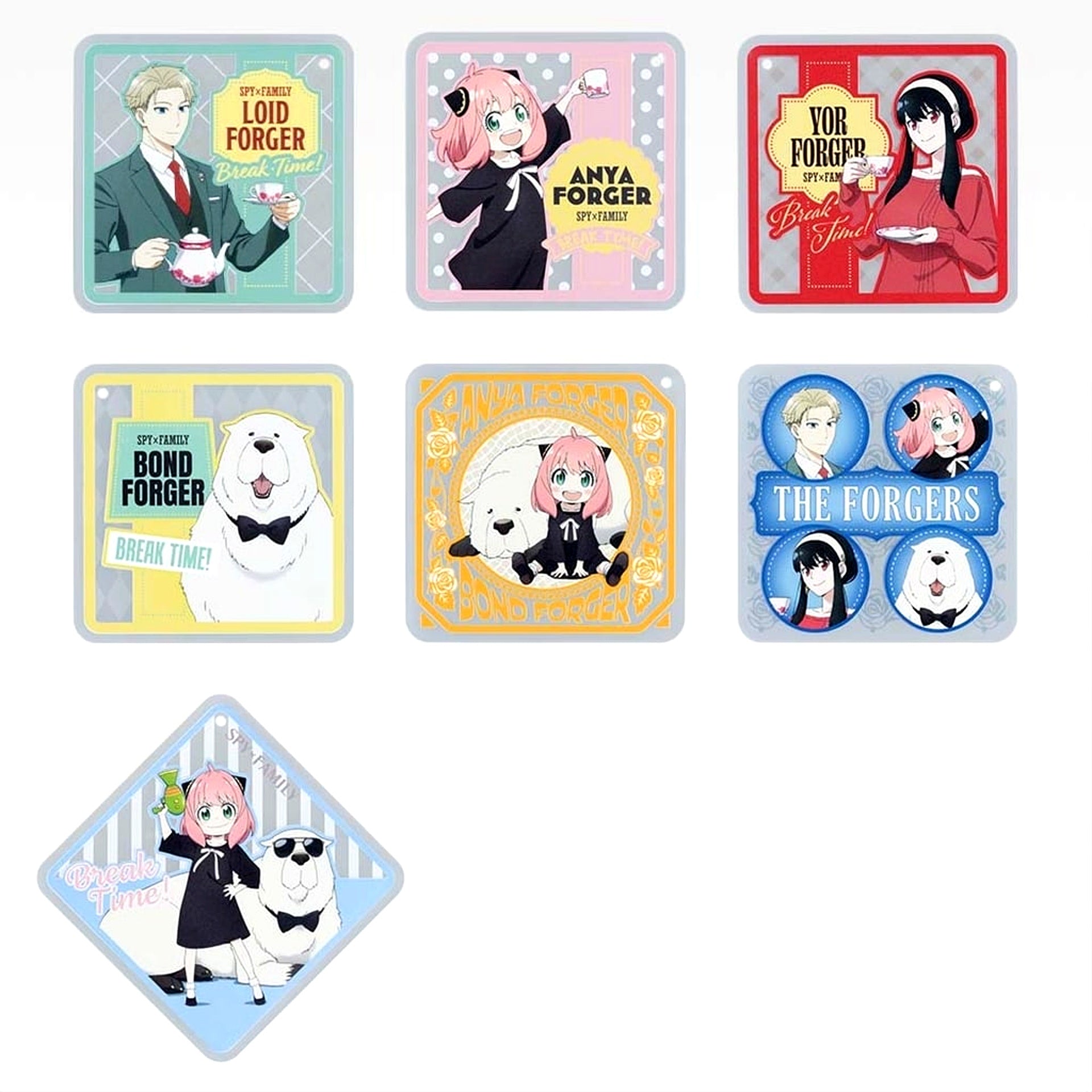 SPY x FAMILY Loid Forger & Others All 7 Types Set Ichiban Kuji Thanks for Being You Rubber Coaster Prize G [USED]