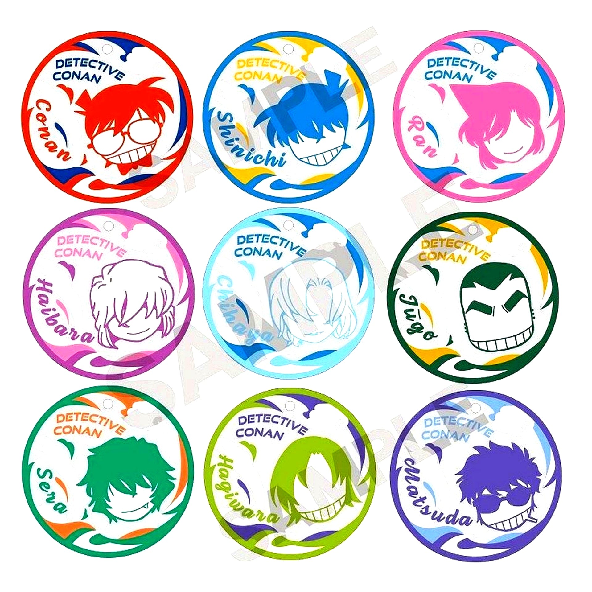 Set of 9 Trading Clear Rubber Coaster Detective Conan [USED]