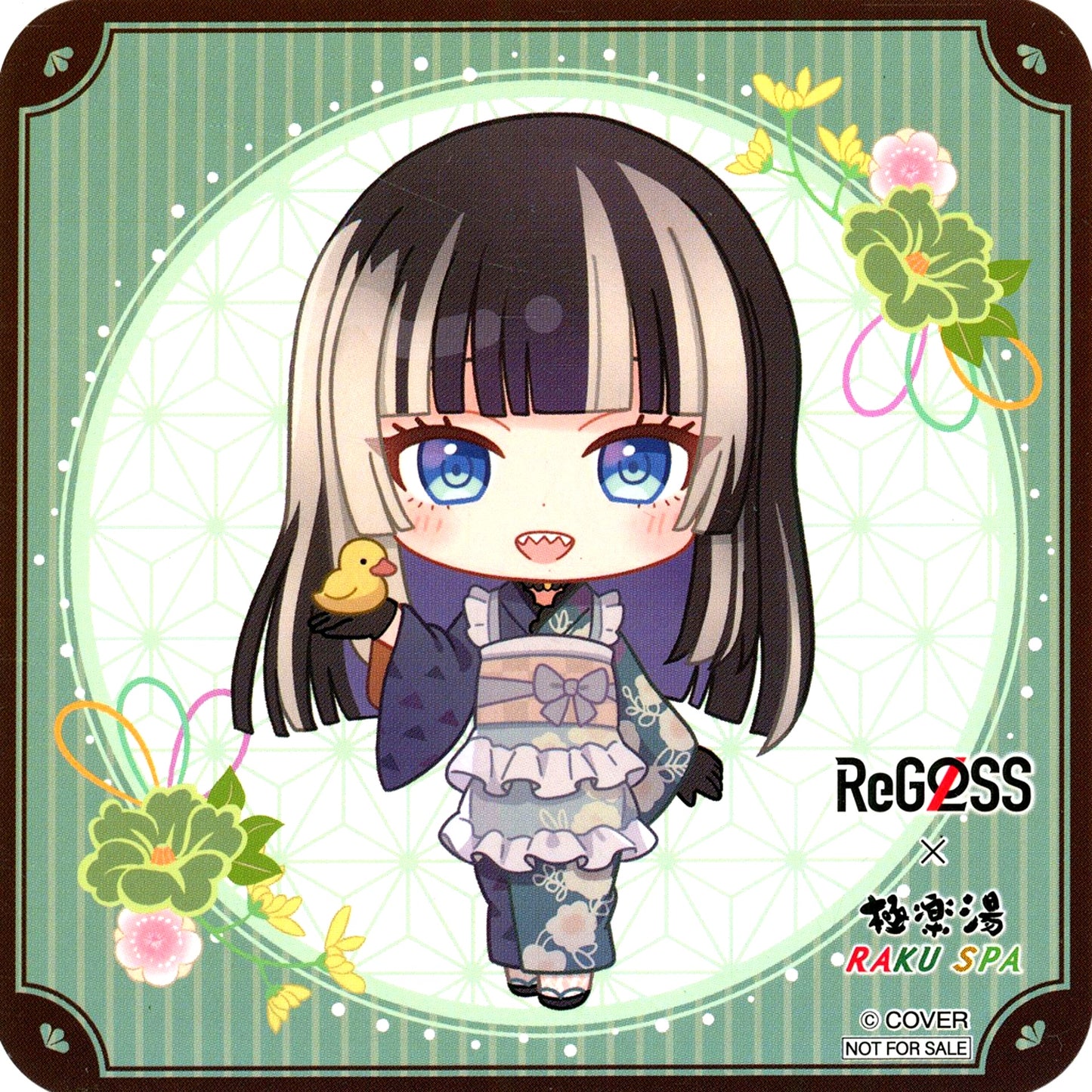 Juufuutei Raden Mini Chara Ver. Virtual YouTuber hololive ReGLOSS x Gokurakuyu RAKU SPA Collab Vol.7 Furo Life Collab Menu Order Bonus Original Coaster [USED]