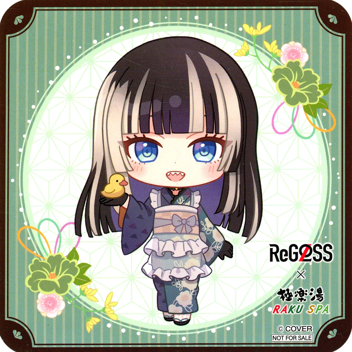 Juufuutei Raden Mini Chara Ver. Virtual YouTuber hololive ReGLOSS x Gokurakuyu RAKU SPA Collab Vol.7 Furo Life Collab Menu Order Bonus Original Coaster [USED]