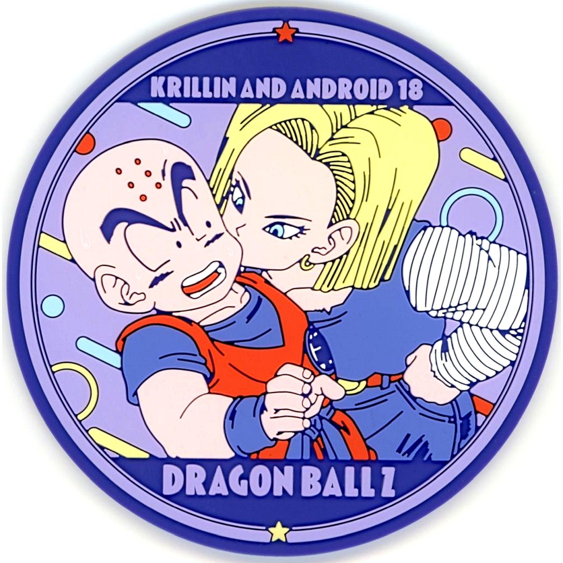 Krillin & Android 18 G Prize Rubber Coaster Rubber Assort Ichiban Kuji Dragon Ball Fantastic Adventure 2 [USED]