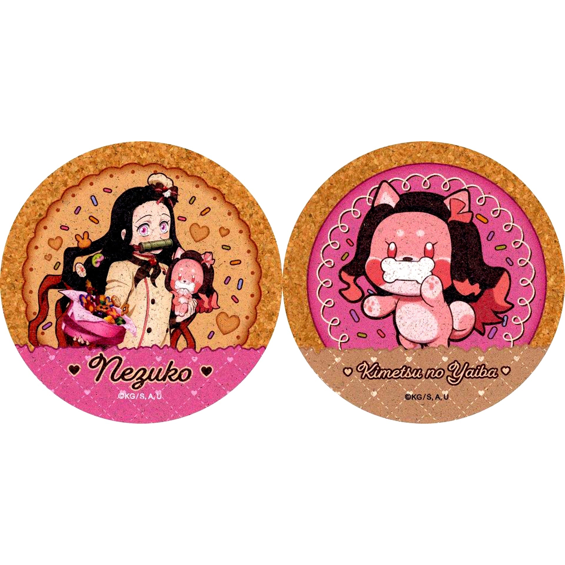 Nezuko Kamado Demon Slayer x ufotable Cafe x Machi Asobi CAFE Valentine and White Day Event 2026 With me Period Cookie Style Cork Coaster Set [USED]