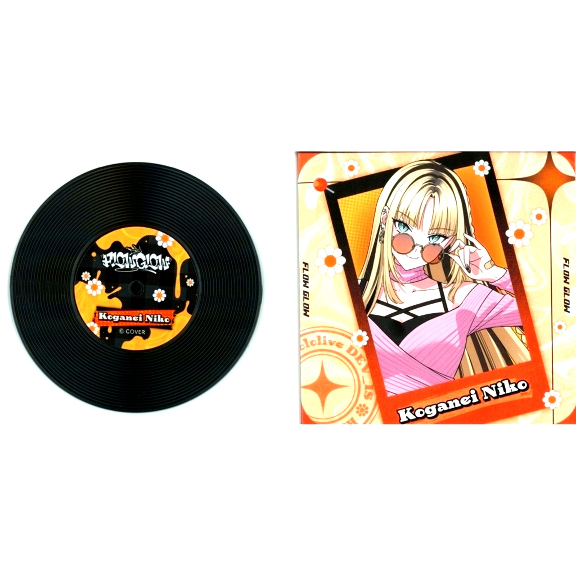 Kogane Niko CD Jacket Coaster Virtual YouTuber hololive FLOW GLOW x TOWER RECORDS CAFE FLOW GLOW Spring has come [USED]
