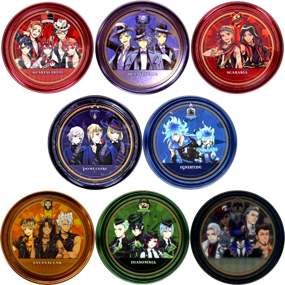 Set of 8 Disney Twisted Wonderland Tin Coaster Chara Beverage Part 2 [USED]