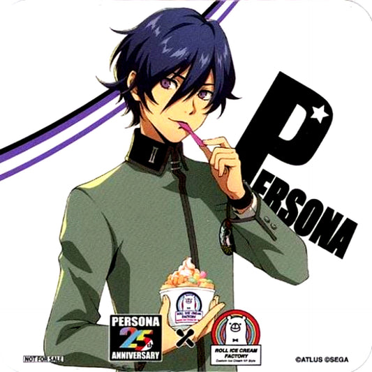 Protagonist Megami Ibunroku Persona Original Coaster Persona 25th Anniversary x Roll Ice Cream Factory Collab Menu Order Bonus [USED]