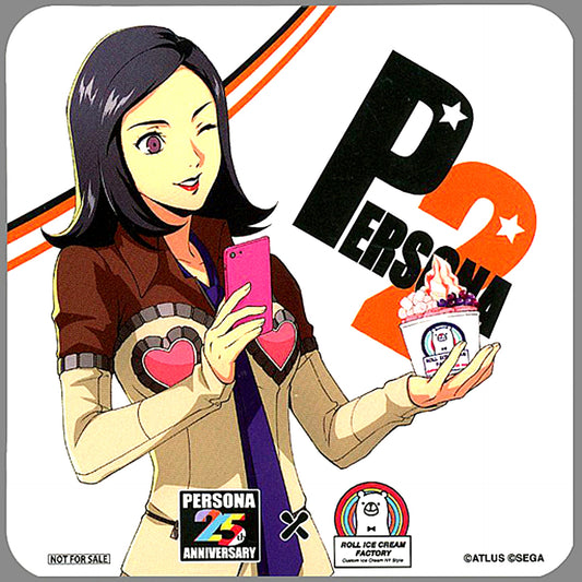 Protagonist Persona 2 Eternal Punishment Original Coaster Persona 25th Anniversary x Roll Ice Cream Factory Collab Menu Order Bonus [USED]
