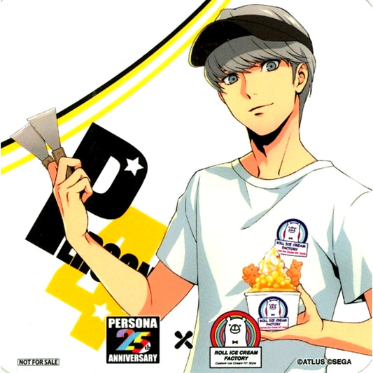 Protagonist Persona 4 Original Coaster Persona 25th Anniversary x Roll Ice Cream Factory Collab Menu Order Bonus [USED]