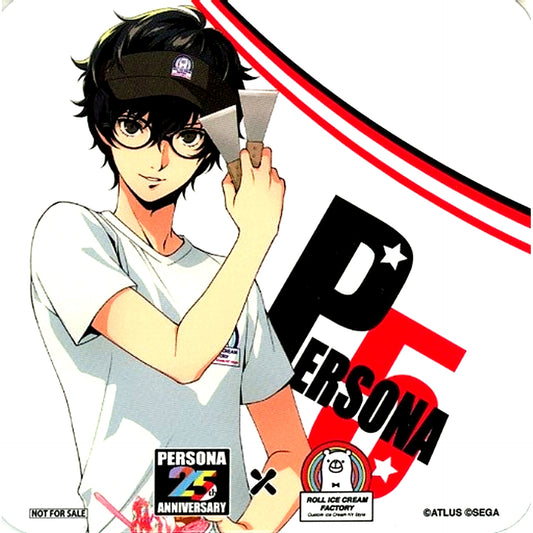 Protagonist Persona 5 Original Coaster Persona 25th Anniversary x Roll Ice Cream Factory Collab Menu Order Bonus [USED]