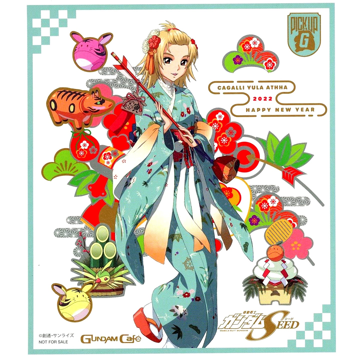 Cagalli Yula Athha Original Mini Shikishi Style Coaster Mobile Suit Gundam SEED GUNDAM Cafe NEW YEAR 2022 Fair Menu Order Bonus [USED]