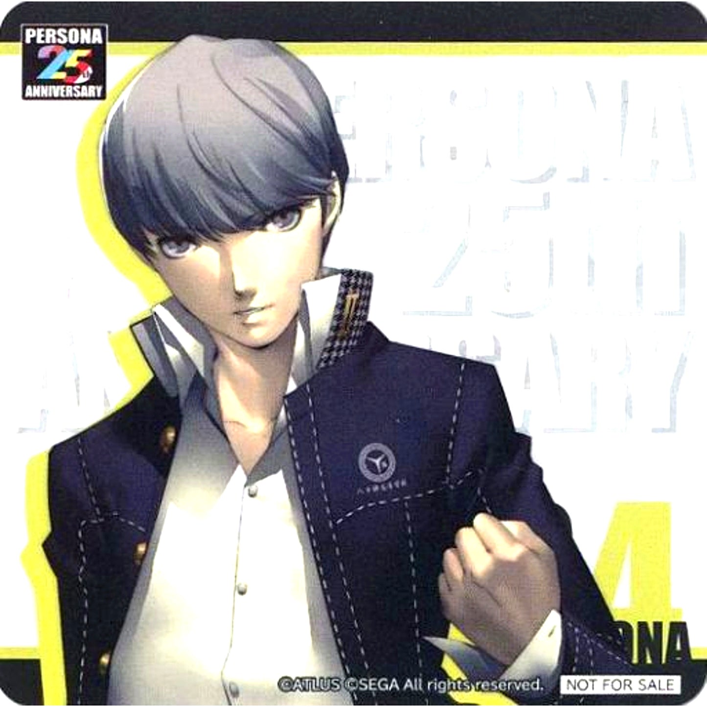 Protagonist Persona 4 White Coaster Sega no Taiyaki x Persona 25th Anniversary Menu Order Bonus Part 1 [USED]