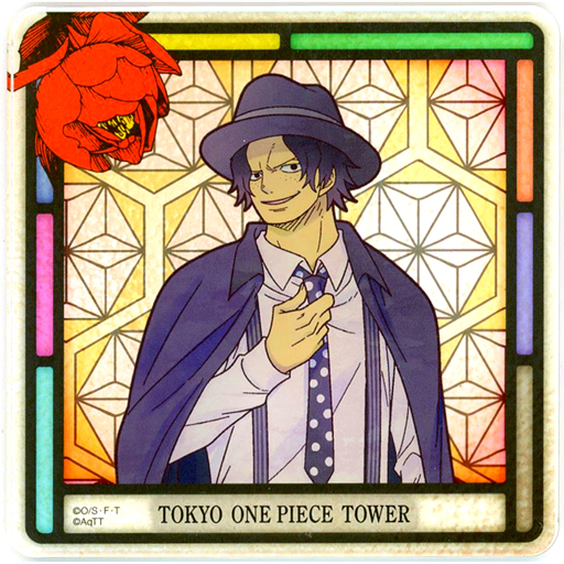 Portgas D. Ace ONE PIECE Mugiwara Store Tokyo ONE PIECE Tower 5th Anniversary Acrylic Coaster [USED]