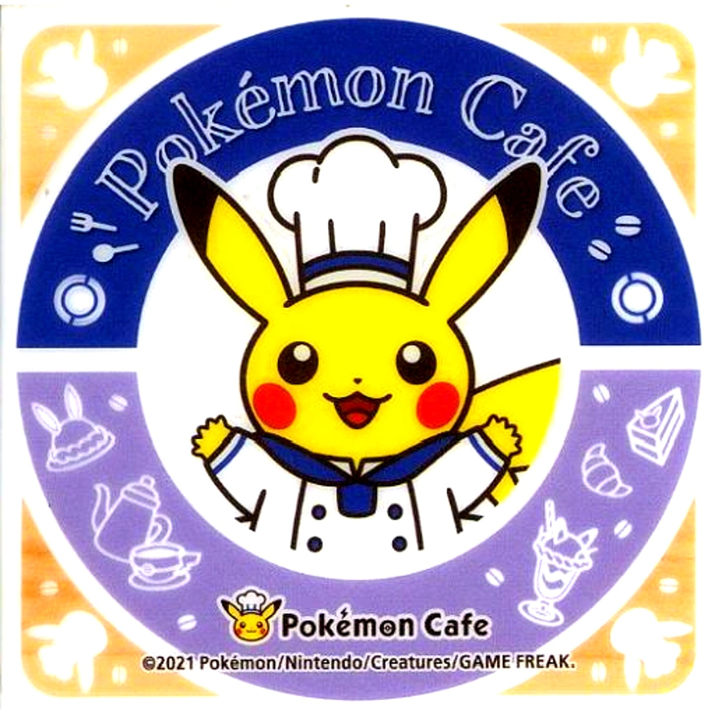 Pikachu Patissier Purple Clear Coaster Pokemon Pokemon Cafe Drink Menu Order Bonus [USED]