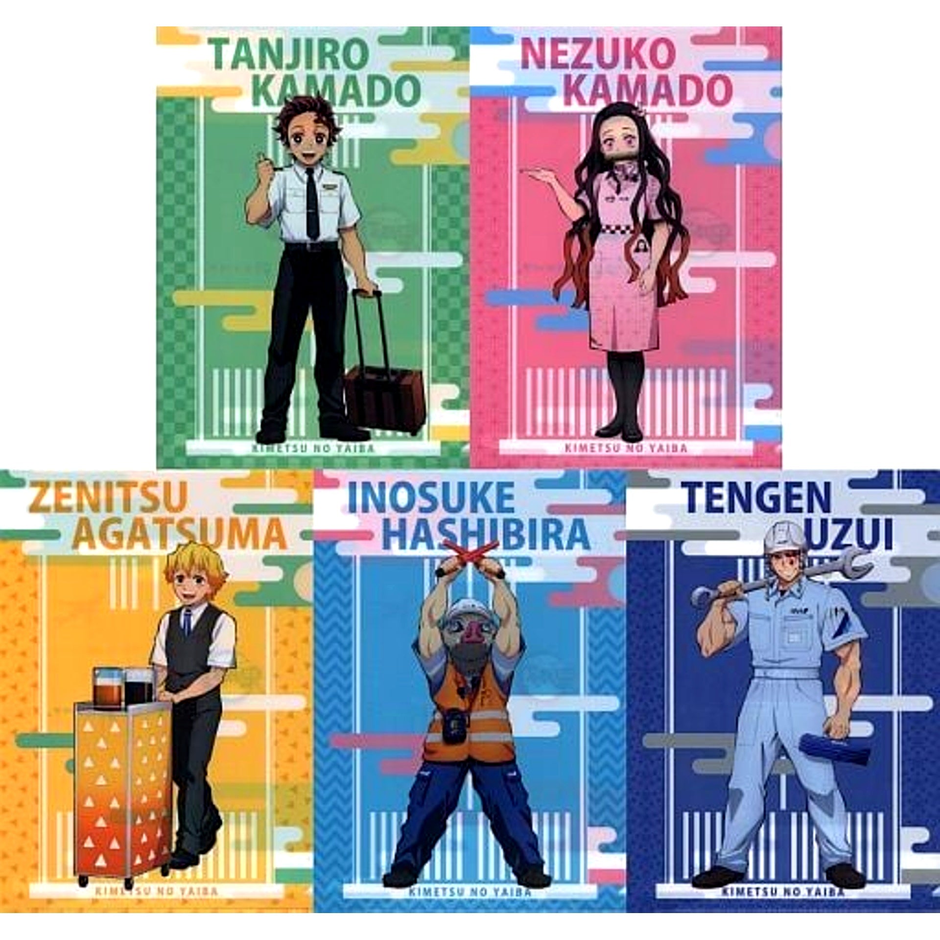 Set of 5 Group A4 Clear File Demon Slayer: Kimetsu no Yaiba x ANA [USED]