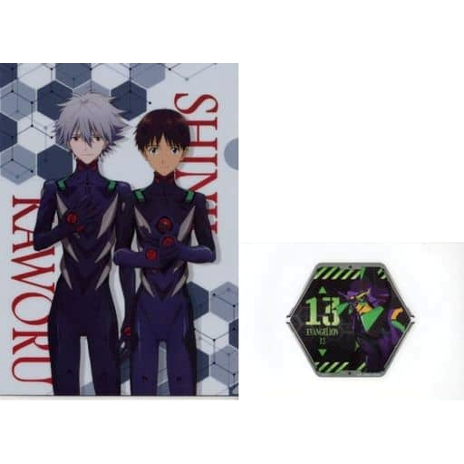 Evangelion Shinji Ikari Kaworu Nagisa Ichiban Kuji Eva Pilots Gather! A4 Clear File & Sticker Set Prize H [USED]