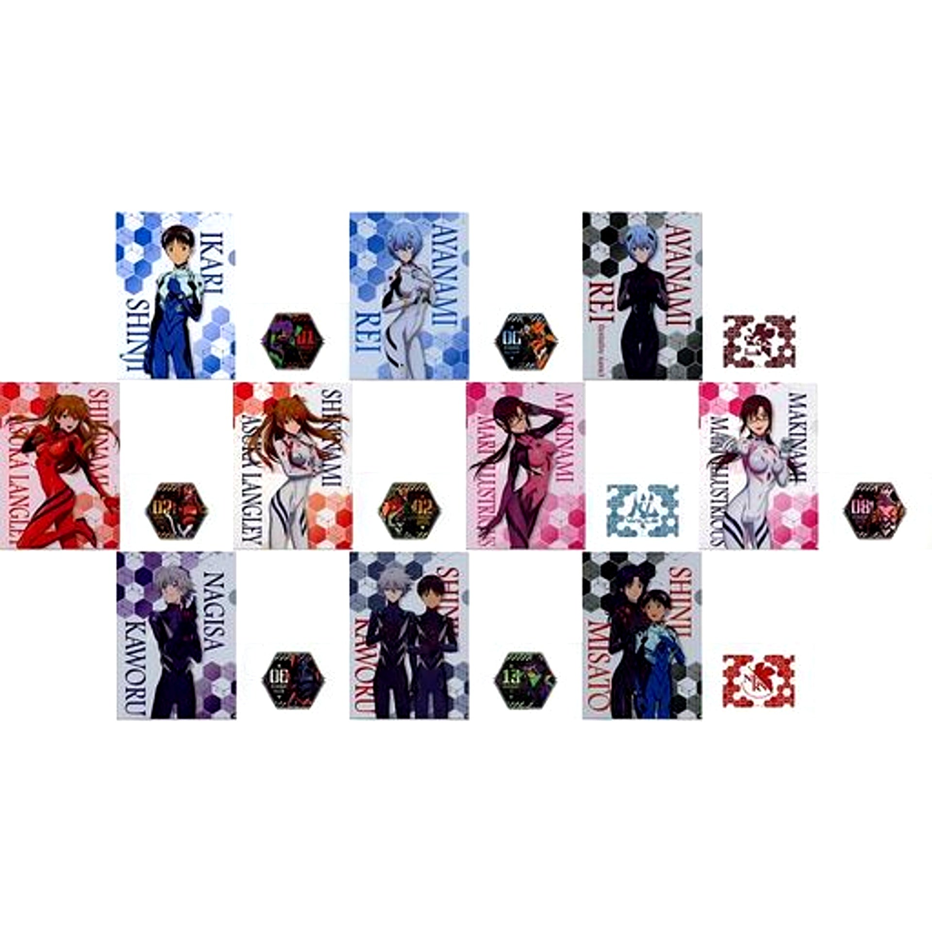 Set of 10 H Prize A4 Clear File & Sticker Set Ichiban Kuji Evangelion Eva Pilots Assemble [USED]