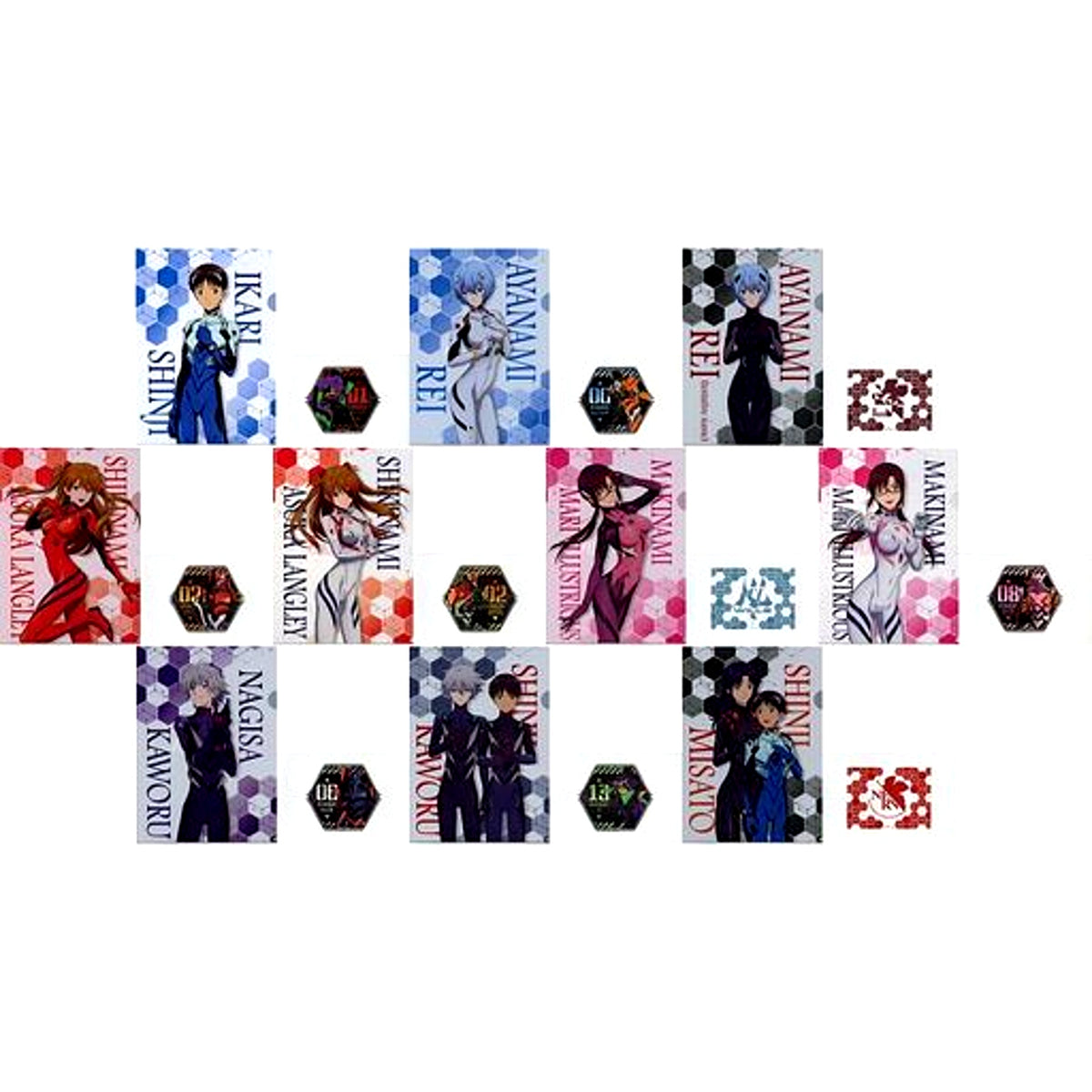 Set of 10 H Prize A4 Clear File & Sticker Set Ichiban Kuji Evangelion Eva Pilots Assemble [USED]