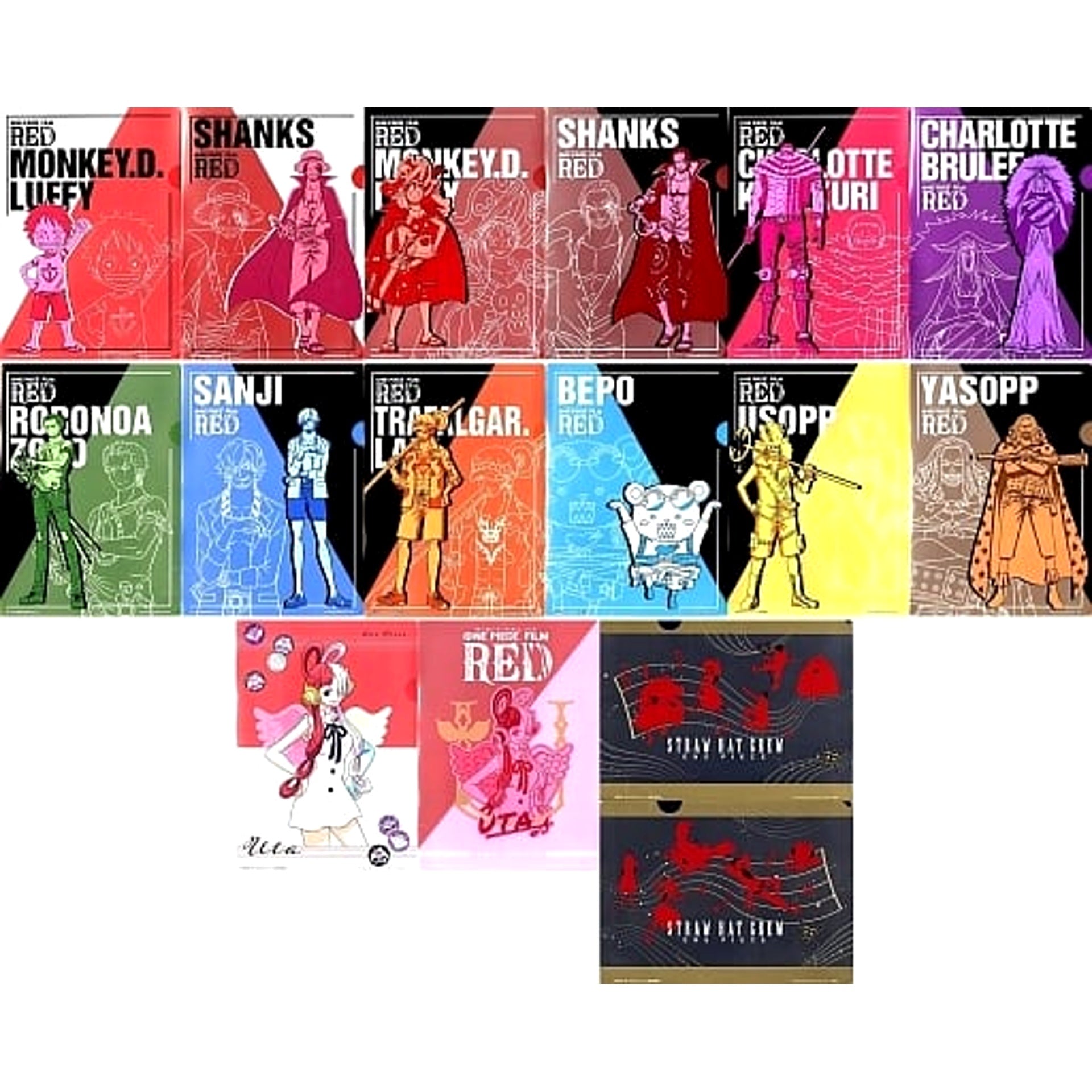 One Piece Film Red Monkey D. Luffy & Others All 8 Types Set Ichiban Kuji A4 File Folder Set Prize I [USED]