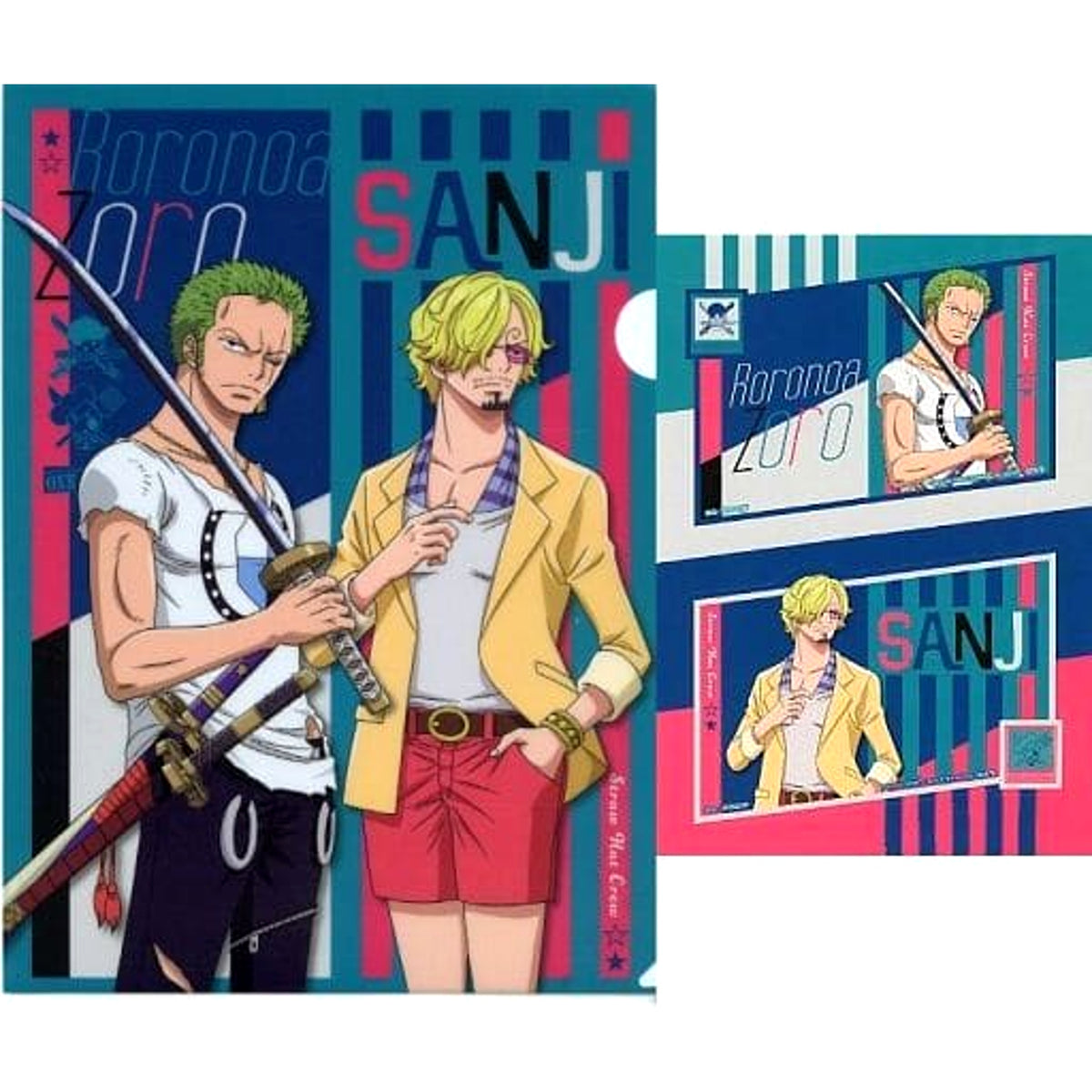 One Piece Film Red Zoro Sanji Ichiban Kuji More Beat A4 Clear File & Sticker Set Prize H [USED]