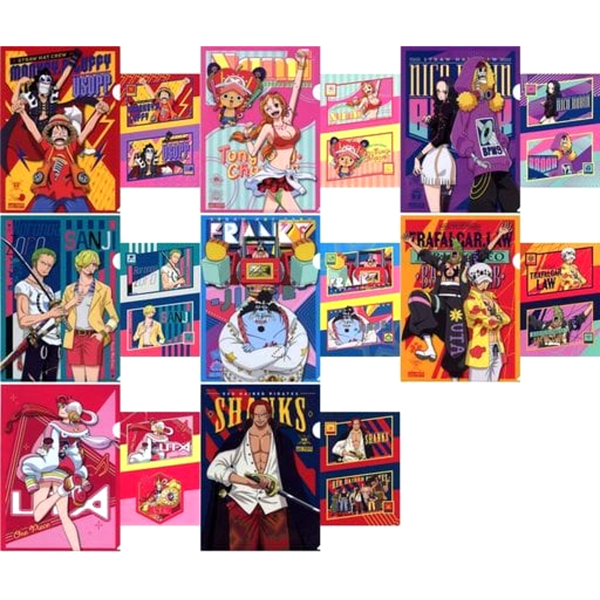 One Piece Film Red Luffy & Others All 8 Types Set Ichiban Kuji More Beat A4 Clear File & Sticker Set Prize H [USED]