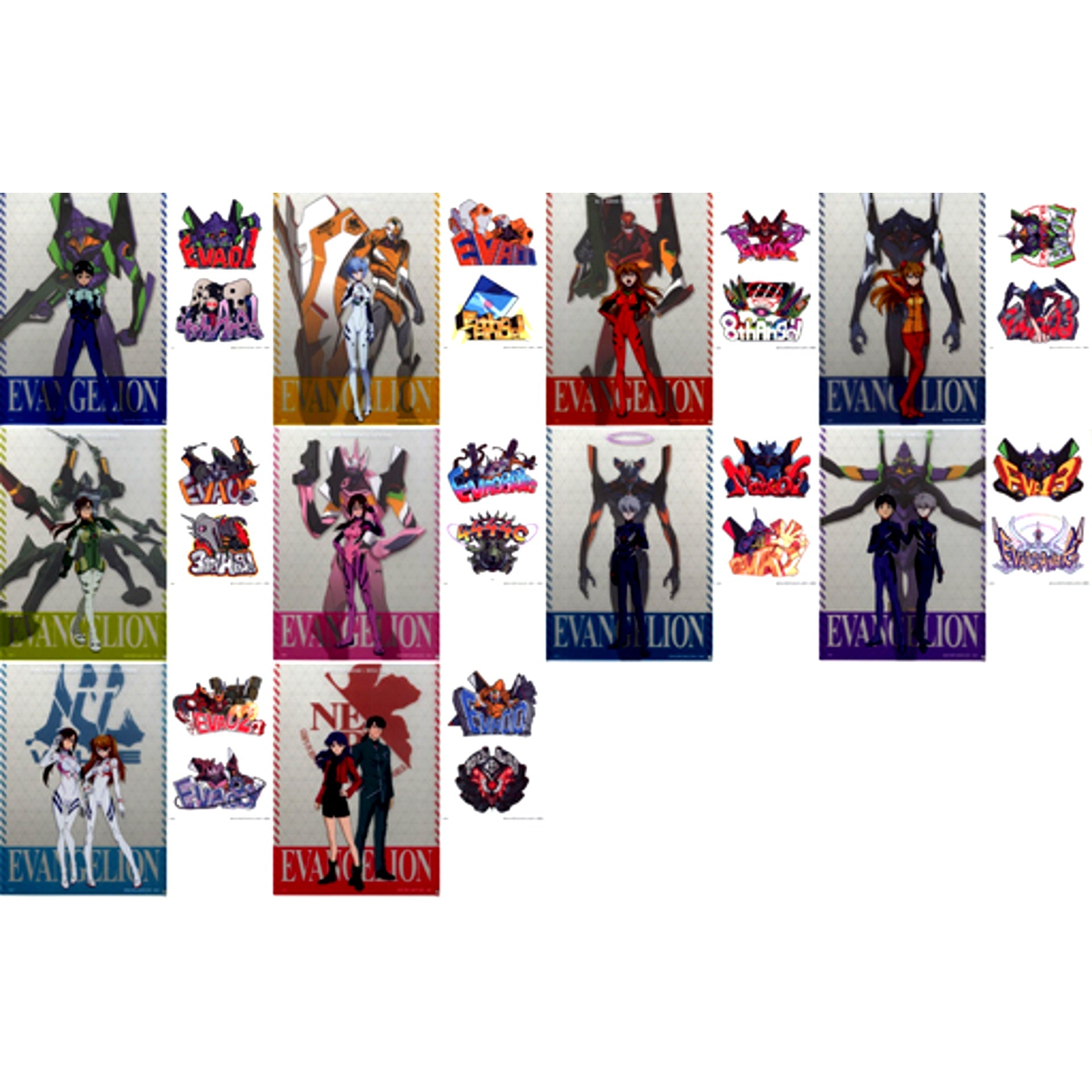 Set of 10 A4 Clear File and Sticker Set H Prize Ichiban Kuji Evangelion Shito Shurai [USED]