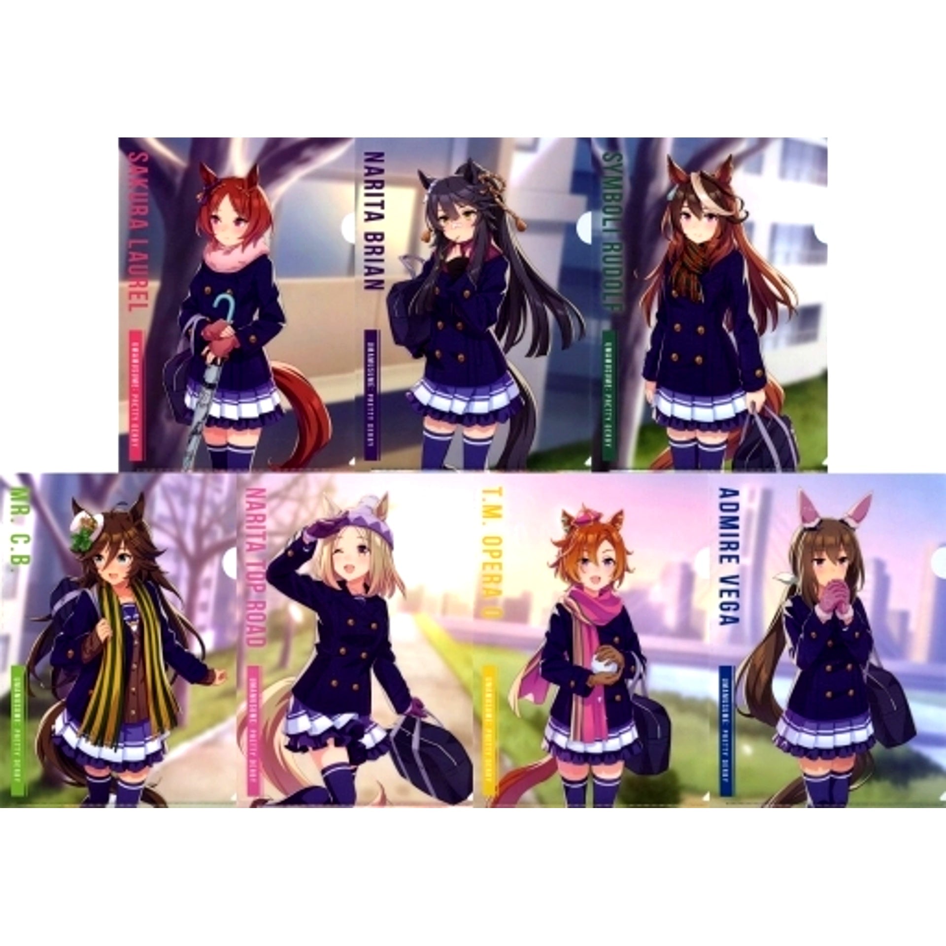 Set of 7 Uma Musume Pretty Derby x 7-Eleven 2nd Anniversary Campaign A4 Clear Files Purchase Bonus [USED]