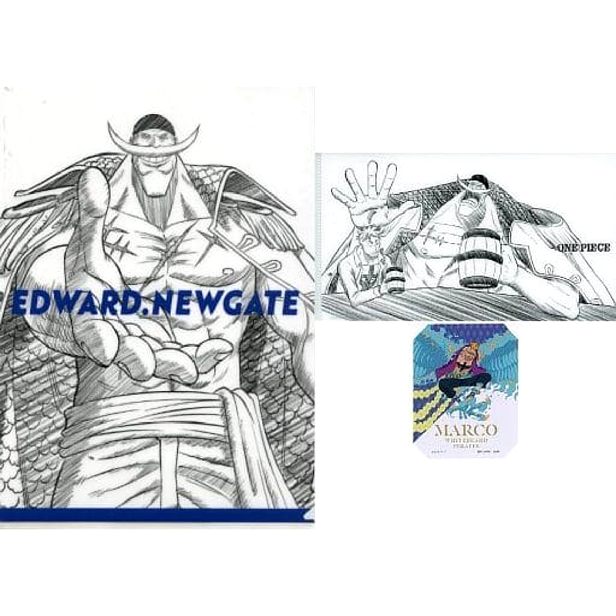 One Piece Edward Newgate Marco Ichiban Kuji Nanko Furaku no Futokoro Gatana A4 Clear File, Sticker & Mask Case Prize H [USED]